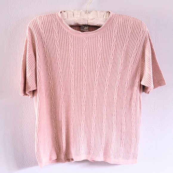 Talbots 90s Vintage Silk Cotton Cable Knit Cottagecore Cozy Academia Soft Preppy - Picture 2 of 5